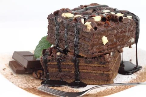 Chocolate cake on a plate Stock Photos