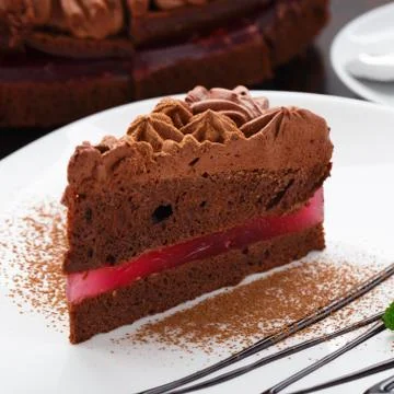 Chocolate cake on a plate Stock Photos