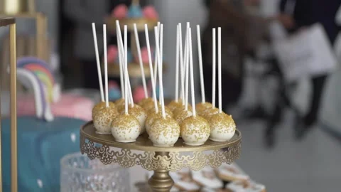 Chocolate cake pops at an event Stock Footage 131086297