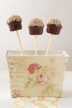 Chocolate cake pops Stock Photos