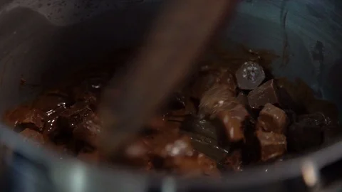 Chocolate cake preparation process Stock Footage 120071214