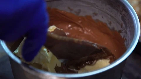 Chocolate cake preparation process Stock Footage 120071549