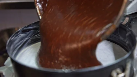 Chocolate cake preparation process Stock Footage 120071634