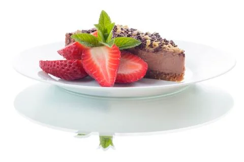 Chocolate cake with reflection Stock Photos