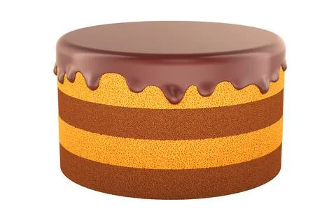 Chocolate cake. Round layered cake with different sponges, topped with glos.. Stock Illustration