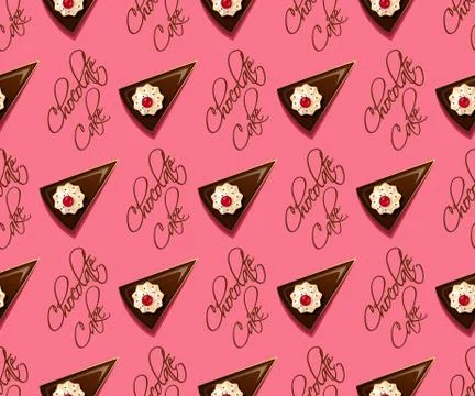 Chocolate cake seamless pattern Stock Illustration