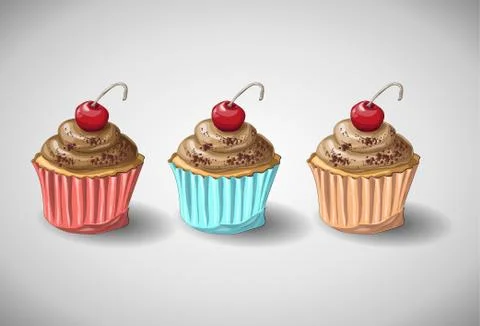Chocolate cake set Illustrazione stock