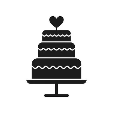 Chocolate cake silhouette icon in flat style. Bakery pie vector illustratio.. Stock Illustration