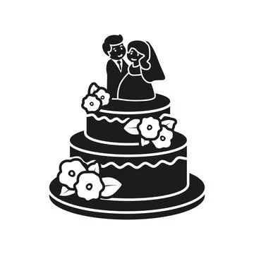 Chocolate cake silhouette icon in flat style. Bakery pie vector illustratio.. Stock Illustration