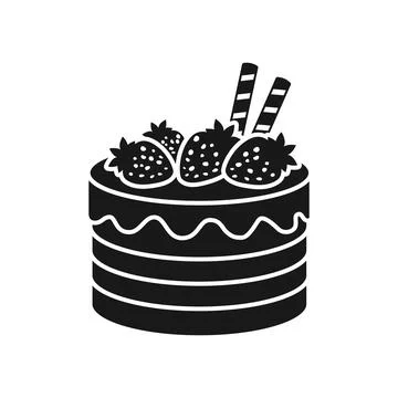 Chocolate cake silhouette icon in flat style. Bakery pie vector illustratio.. Stock Illustration