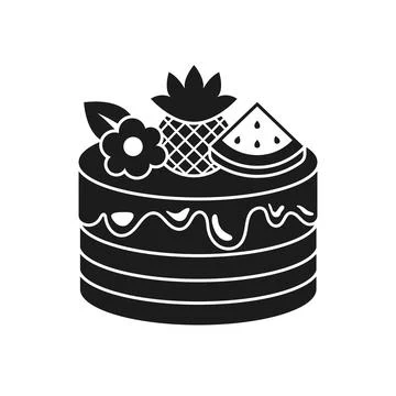 Chocolate cake silhouette icon in flat style. Bakery pie vector illustratio.. Stock Illustration