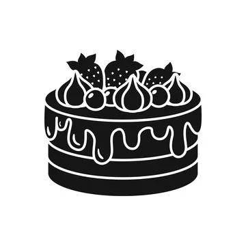 Chocolate cake silhouette icon in flat style. Bakery pie vector illustratio.. Stock Illustration