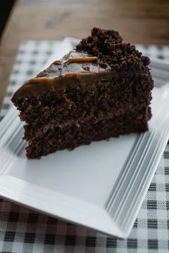 Chocolate, cake, slice, dessert, pudding, white, plate, food, eat, tasty, w.. Stock Photos