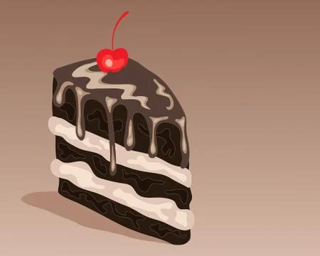 Chocolate cake slice Stock Illustration