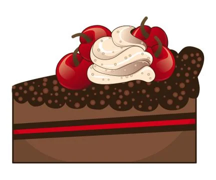 Chocolate cake slice Stock Illustration