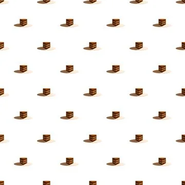 Chocolate cake slices creating repeating seamless pattern background Illustrazione stock