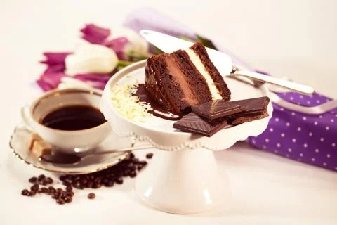 Chocolate cake on stand Stock Photos