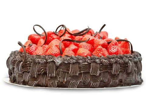 Chocolate cake with strawberry Stock Photos