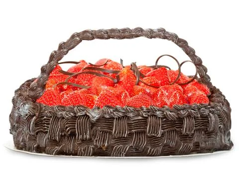 Chocolate cake with strawberry Stock Photos