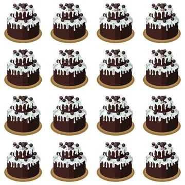 Chocolate cake with sugar icing. Vector illustration on a white background... Stock Illustration