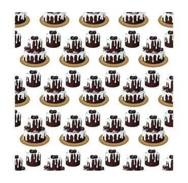 Chocolate cake with sugar icing. Vector illustration on a white background... Stock Illustration