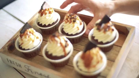 Chocolate cake on table Stock Footage 75176459