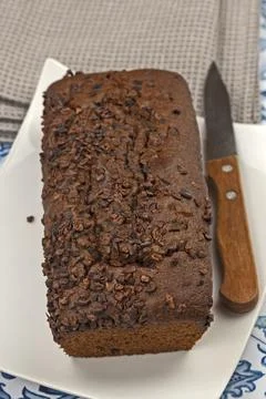 Chocolate cake on a table 스톡 사진