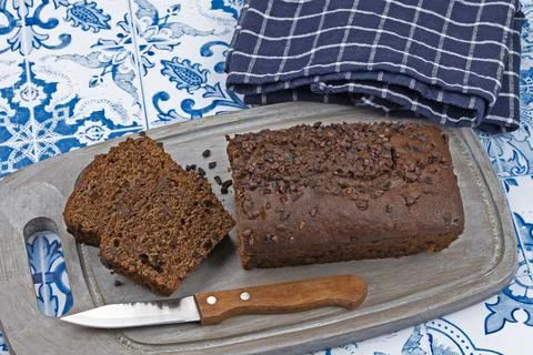 Chocolate cake on a table 스톡 사진