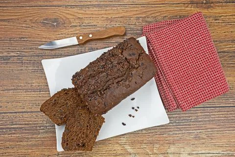 Chocolate cake on a table 스톡 사진