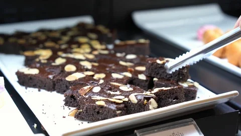 Chocolate cake in tray Stock Footage 101884597