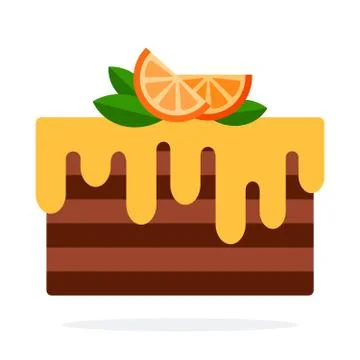 Chocolate cake vector flat material design isolated object on white background. Stock Illustration