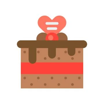 Chocolate cake vector illustration, flat style icon Illustrazione stock