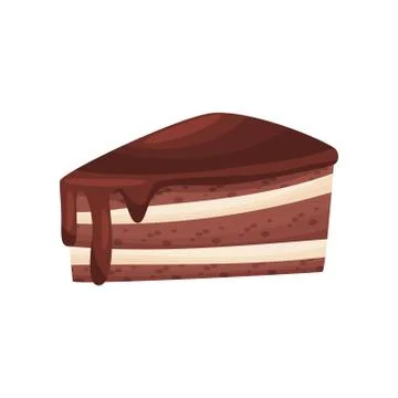Chocolate cake on white background. Bakery concept. Stock Illustration