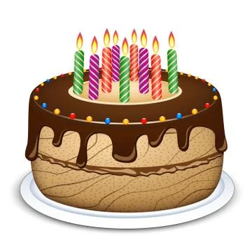 Chocolate cake on white background Stock Illustration