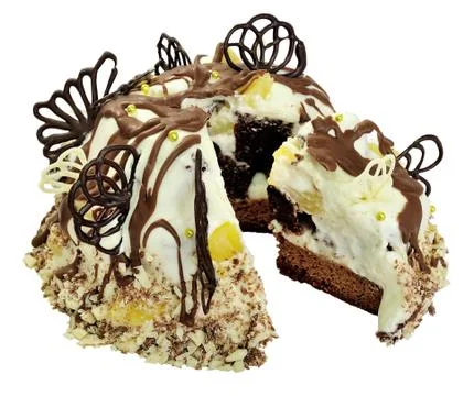 Chocolate cake  on a white background Stock Photos
