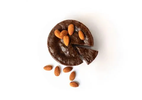 Chocolate cake on a white background. Foto stock