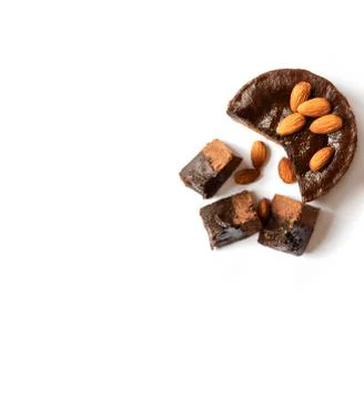 Chocolate cake on a white background. Stock Photos