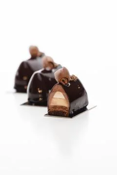 Chocolate cake on white background Stock Photos