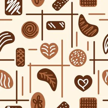 Chocolate candies. Vector seamless pattern Stock Illustration