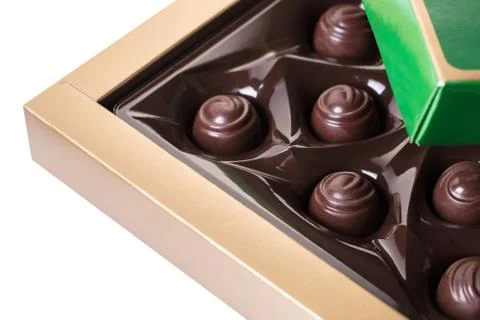 Chocolate candy in a box Stock Photos