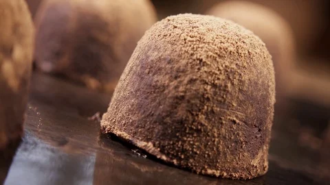 Chocolate candy close-up with cocoa Stock Footage 91701884