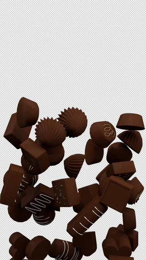 Chocolate candy fountain – 3d render with alpha channel. Stock Footage 341857084