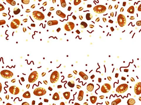 Chocolate candy frame of choco candies on white background. Chocolate candy Stock Illustration