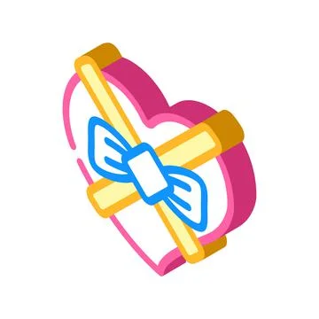 Chocolate candy gift box in heart shape isometric icon vector illustration 스톡 일러스트