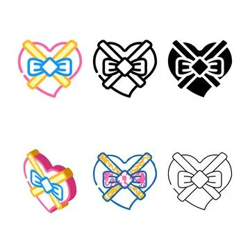 Chocolate candy gift box in heart types shape color icon vector イラスト素材