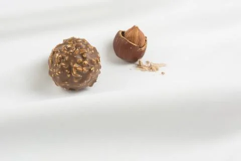 Chocolate candy with hazelnut 스톡 사진