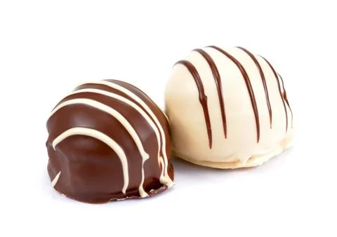 Chocolate candy isolated on white background. delicious truffle Stock Photos