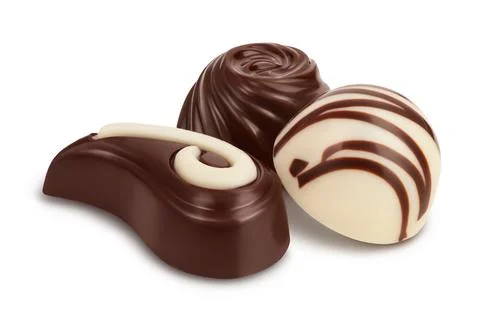 Chocolate candy isolated on white background with clipping path and full depth Stock Photos