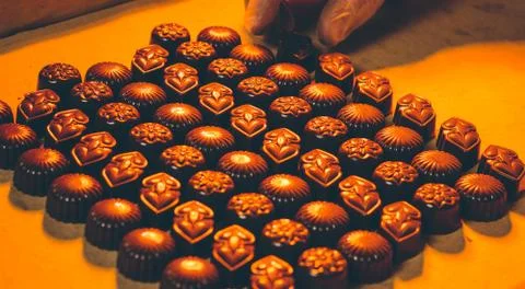 Chocolate candy making Foto stock