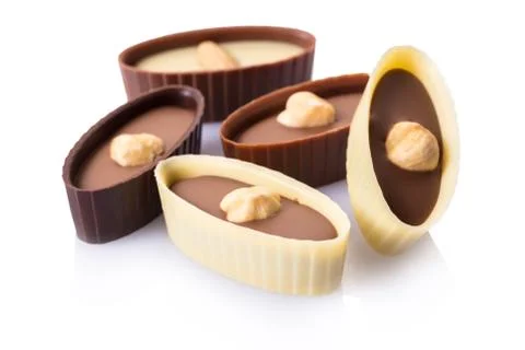 Chocolate candy with nut Stock Photos